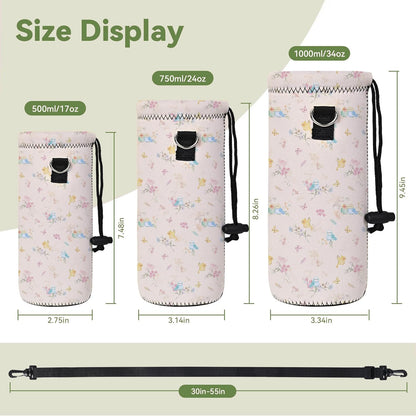 Neoprene 500ML/750ML/1000ML Water Bottle Bag Carrier, Portable Insulated Bottle Sling Holder Case Pouch with Adjustable Shoulder Strap for Men Women Walking Hiking Running