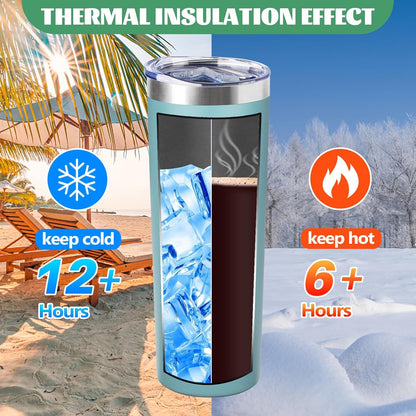 20 oz Skinny Tumblers with Lid and Straw,Stainless Steel Vacuum Insulated Tumbler Cup Double Wall Travel Coffee Mug, Thermal Water Tumbler for Hot and Cold Drinks(Rose Gold,1)