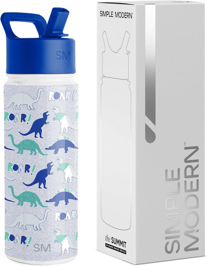 Simple Modern Kids Water Bottle with Straw Lid | 14oz Insulated Stainless Steel Kids Tumbler & Spill Proof Toddler Cup for School, Girls, Boys | Summit | Chloe Floral - Colors B