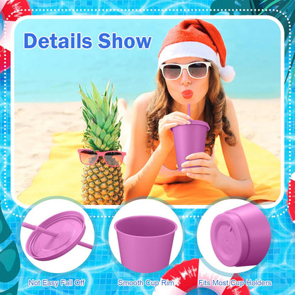 Sieral 30 Pack Cups with Lids and Straws Kids Tumbler with Straw Reusable Water Bottle Iced Coffee Travel Mug Adults Plastic Cups for Parties 16 oz (Candy Colors)