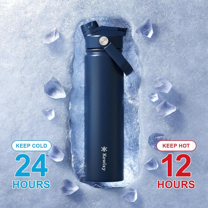 KEWIXY 32 oz Insulated Water Bottle, 2-in-1 Lid, Straw & Spout with Protected, Leak Proof, Keep Cold, Stainless Steel, Metal, Reusable, Handle, for Outdoor, Gym and School, 2 Lids, Blush Pink