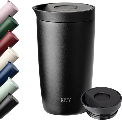 KIVY Travel Coffee Mug Tumbler [24h Cold | 6h Hot] Insulated Coffee Tumbler Stainless Steel - Leak Proof Coffee Travel Mug - 12oz Insulated cup to go for hot & cold drinks - Cups for Women & Men