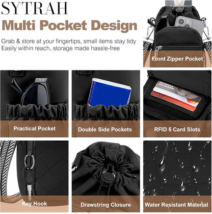SYTRAH Water Bottle Carrier Bag with Strap, Water Bottle Purse with Phone Pocket 40oz for Walking Hiking