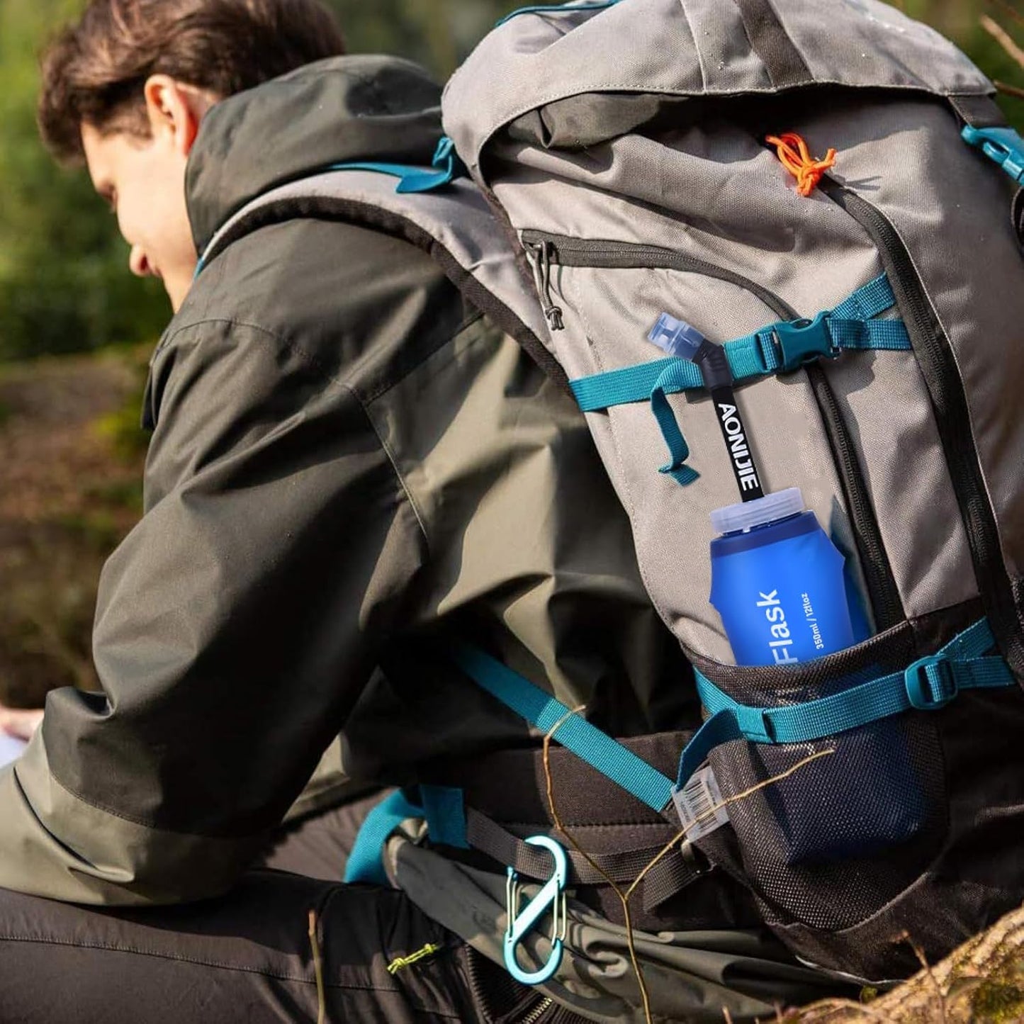 Azarxis TPU Soft Flask Collapsible Water Bottles BPA-Free 250ml 350ml 500ml for Hydration Vest Pack Running Hiking Cycling Climbing