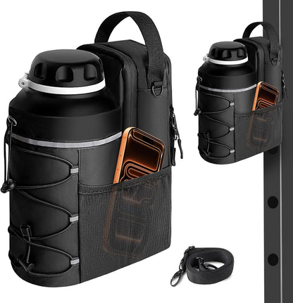 Magnetic Gym Bag for Men and Women, Sling Bottle with Magnetic Attachment, Water Bottle Holder, Gym Pouch, Crossbody Bag for Travel, Work, Sports, Fitness