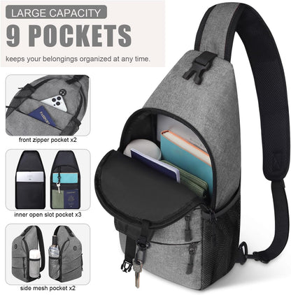 Pritent Crossbody Bags for Women Men Trendy Sling Bag Backpack Casual Chest Bag with Convertible Shoulder Strap