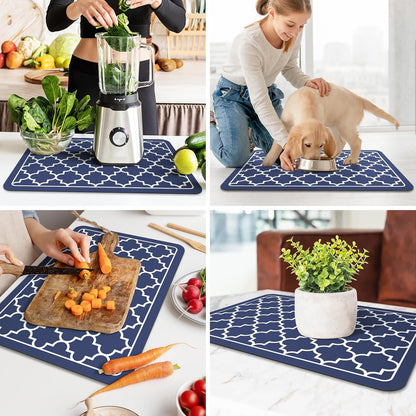 WISELIFE Dish Drying Mat Super Absorbent Drying Mat Large Dish Drying Mats for Kitchen Counter Easy Clean Dish Mat Kitchen Drying Mat15"x 18" Stylish Grey