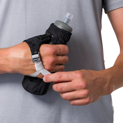 Nathan Handheld Soft Flask 18oz - Exo-Draw Insulated Collapsible Bottle - Grip-Free Strap & Rigid ExoSpine for Comfort/Support - Breathable Mesh Strap - Ideal Running/Hiking, Pinnacle, Black