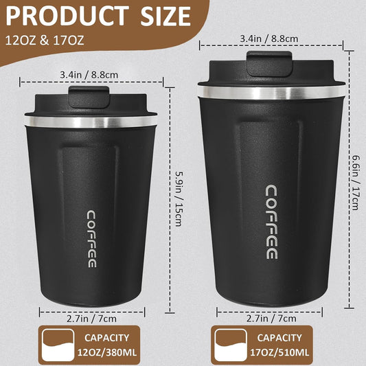 4 Pack Travel Coffee Mug 17oz Insulated Coffee Cup with Lid, Reusable Thermal Coffee Cup Stainless Steel Coffee Tumbler to Keep Hot & Cold Drinks for Car, Daily, Travel and Gifts, Multicolor
