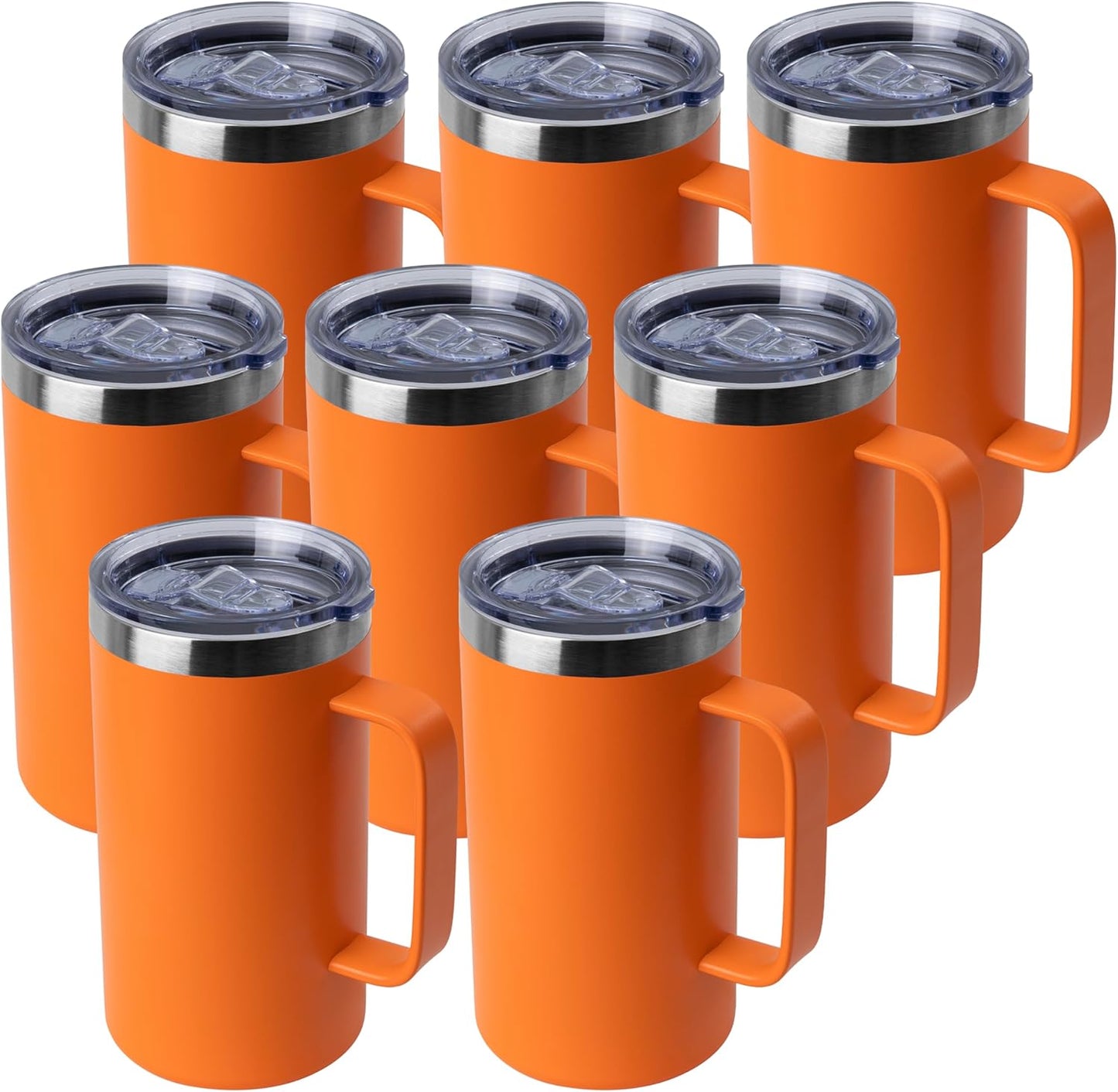 DOMICARE 24oz Mug with Handle and Lid, Stainless Steel Coffee Mug, Reusable Insulated Cup, Travel Mug with Handle, Double Wall Vacuum Coffee Tumbler for Men and Women, Black, Pack 1