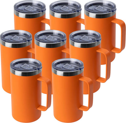 DOMICARE 24oz Mug with Handle and Lid, Stainless Steel Coffee Mug, Reusable Insulated Cup, Travel Mug with Handle, Double Wall Vacuum Coffee Tumbler for Men and Women, Black, Pack 1