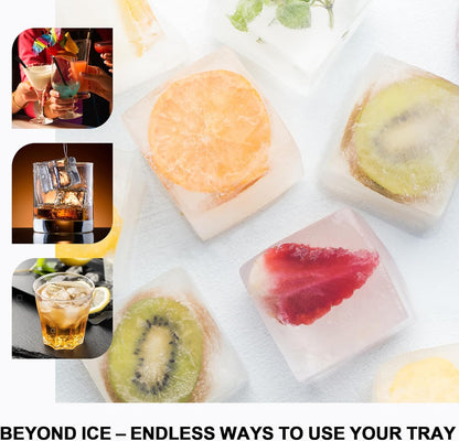 VLM 3 Packs Large Ice Cube Molds with Stackable Lid,Silicone Ice Cube Tray for Freezer,Big Square Ice Tray for Whiskey,Cocktails,Bourbon and Soups (Neutral)
