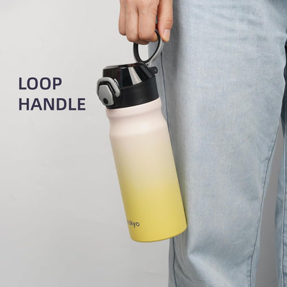 Konokyo 18 oz Insulated Water Bottle with Straw Lid, Stainless Steel Vacuum Sports Water Bottle, Leak-Proof Reusable Metal Flask with Carry Loop, BPA-Free Travel Bottle for Gym, School, Office