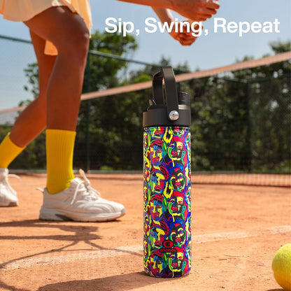 ENCOOL Insulated Water Bottle with Straw Stainless Steel Water Bottle, Leak-Proof, BPA-Free, Double Wall Vacuum Keeps Cold for 24 Hours for Sports, Travel, School (26 oz, Cotton Candy) - Colors C
