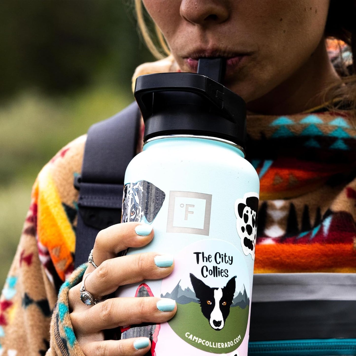 IRON °FLASK Camping & Hiking Hydration Flask with Straw, Wide Mouth Insulated Stainless Steel Sports Water Bottle - 40 oz Midnight Black