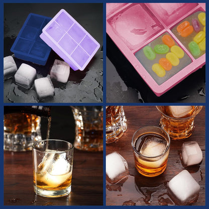 Excnorm Silicone Ice Cube Trays 3 Pack - Large Size Silicone Ice Cube Molds with Leak Proof Removable Lid Square Ice Cube Tray And BPA Free for Cocktail,Whiskey, Stackable Flexible Ice