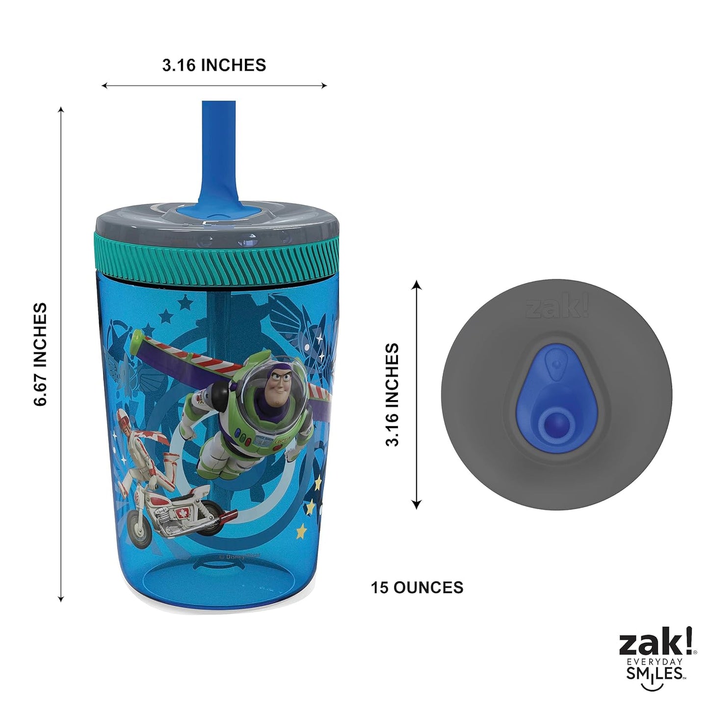 Zak Designs 15oz Bluey Kelso Tumbler Set, Leak-Proof Screw-On Lid with Straw Made of Durable Plastic and Silicone, Perfect Bundle for Kids, 2 Count (Pack of 1) - Colors B