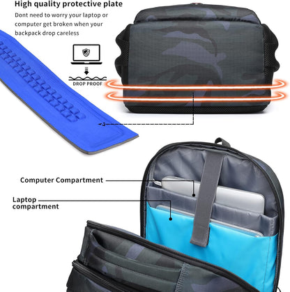 DUSLANG 17 Inch Laptop Backpack for Travel Water Resistant College Backpack for Men/Women Laptop Bag with USB Charging Port,Black - Colors B