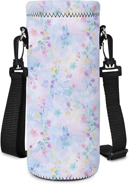 Neoprene 500ML/750ML/1000ML Water Bottle Bag Carrier, Portable Insulated Bottle Sling Holder Case Pouch with Adjustable Shoulder Strap for Men Women Walking Hiking Running