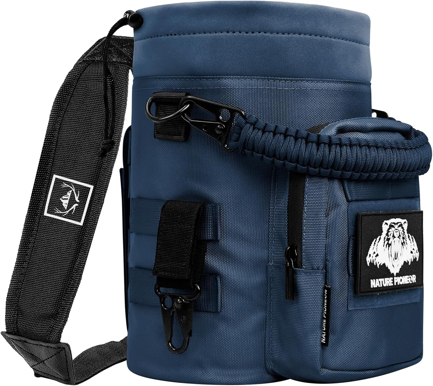 NATURE PIONEOR 32 64 128oz Tactical Water Bottle Pouch, Multi-Function Tactical Water Bottle Bag with Adjustable Shoulder Strap, Half/One Gallon Molle Strap Carrier Holder