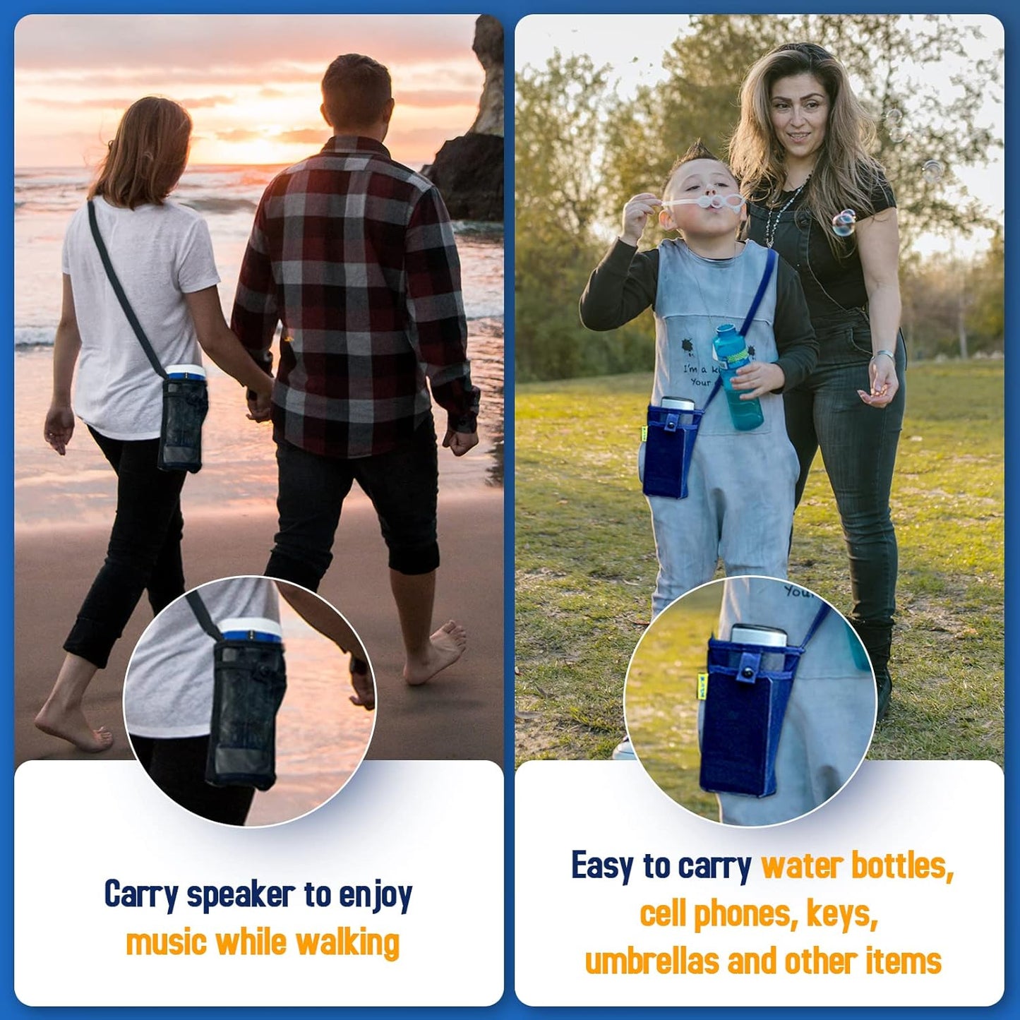 Water Bottle Holder with Strap, Premium Water Bottle Carrier with Strap Easy Clean, Light Water Bottle Carrier Bag, Water Bottle Holder with Pocket for Hiking, Walking, Travel
