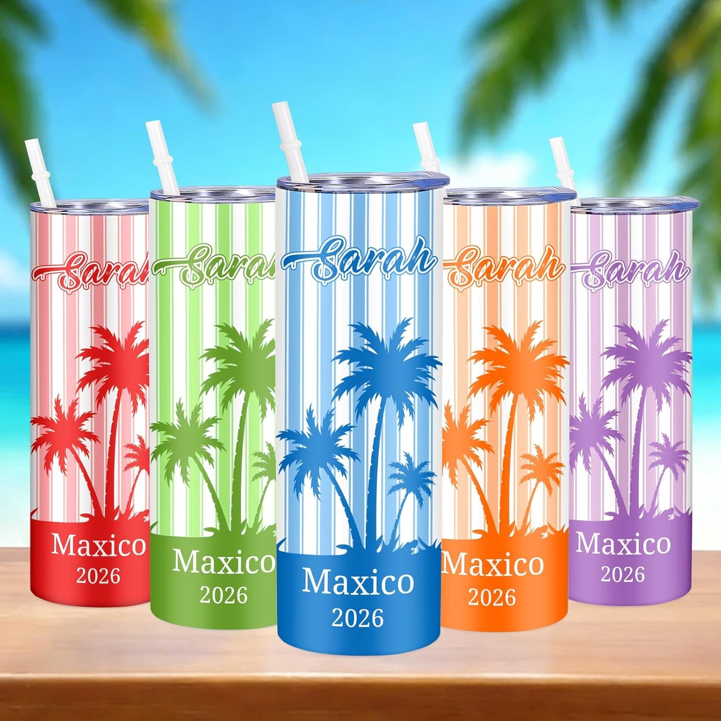 Girl Trip Gifts for Women, Personalized Girls Trip Tumblers with Name Text, Custom Beach Tumbler, Road Trips Vacation Cruise Cup with Lid and Straw, Bachelorette Party Girl Weekend Gift For Friend
