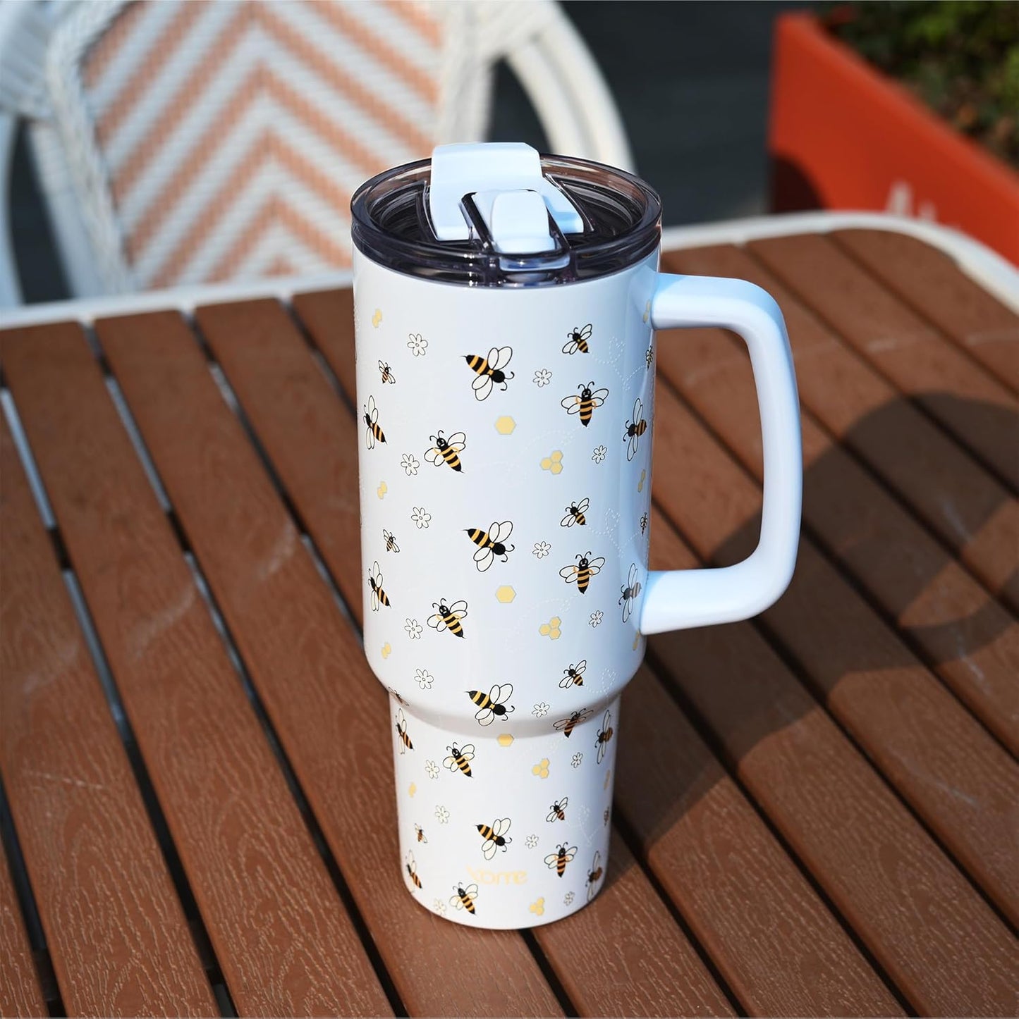 YOME 40oz Nurse Tumbler with Handle and Flip Straw | Stainless Steel Insulated Water Bottle | Keeps Drinks Cold | Dishwasher Safe | Cupholder Friendly | Gift Gym Travel Yoga