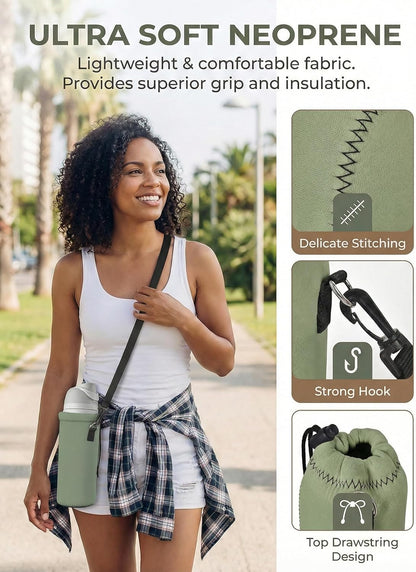AUPET Water Bottle Bag Carrier,24oz/32oz Insulated Neoprene bottle Sling Holder Case Pouch Cover for 1000ML/750ML Bottles with Shoulder Strap for walking
