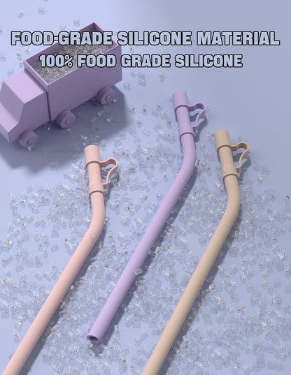 Doboli 10 inch Silicone Reusable Bendy Straw Flexible Straws With Straw Cover, Compatible with 20 oz 30 oz 32 oz Cup Tumbler Non Rubber, 6 Pack Smoothie Silicone Straws Straw with Cleaning Brush