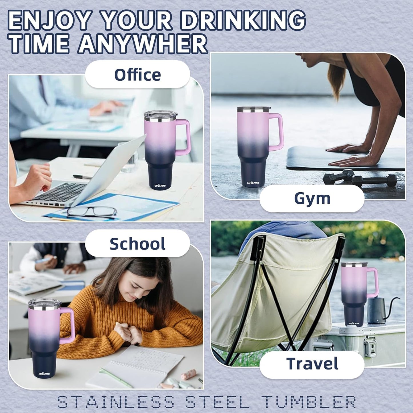 20 oz Insulated Coffee Mug with Ceramic Coating, Stainless Steel Travel Mug Tumbler with Handle Lid and Straw, Double Wall Leak-Proof Coffee Travel Mug Keeps Drink Hot and Cold (Black)