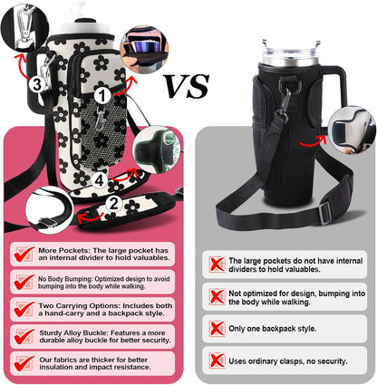 Stanley Carrier Bag for Stanley 40oz/30ozTumbler with Phone with 2 Adjustable Strap,3 Pockets Bottle Stanley Cup Carrier Bag & Case,Accessories for Hiking Travelling
