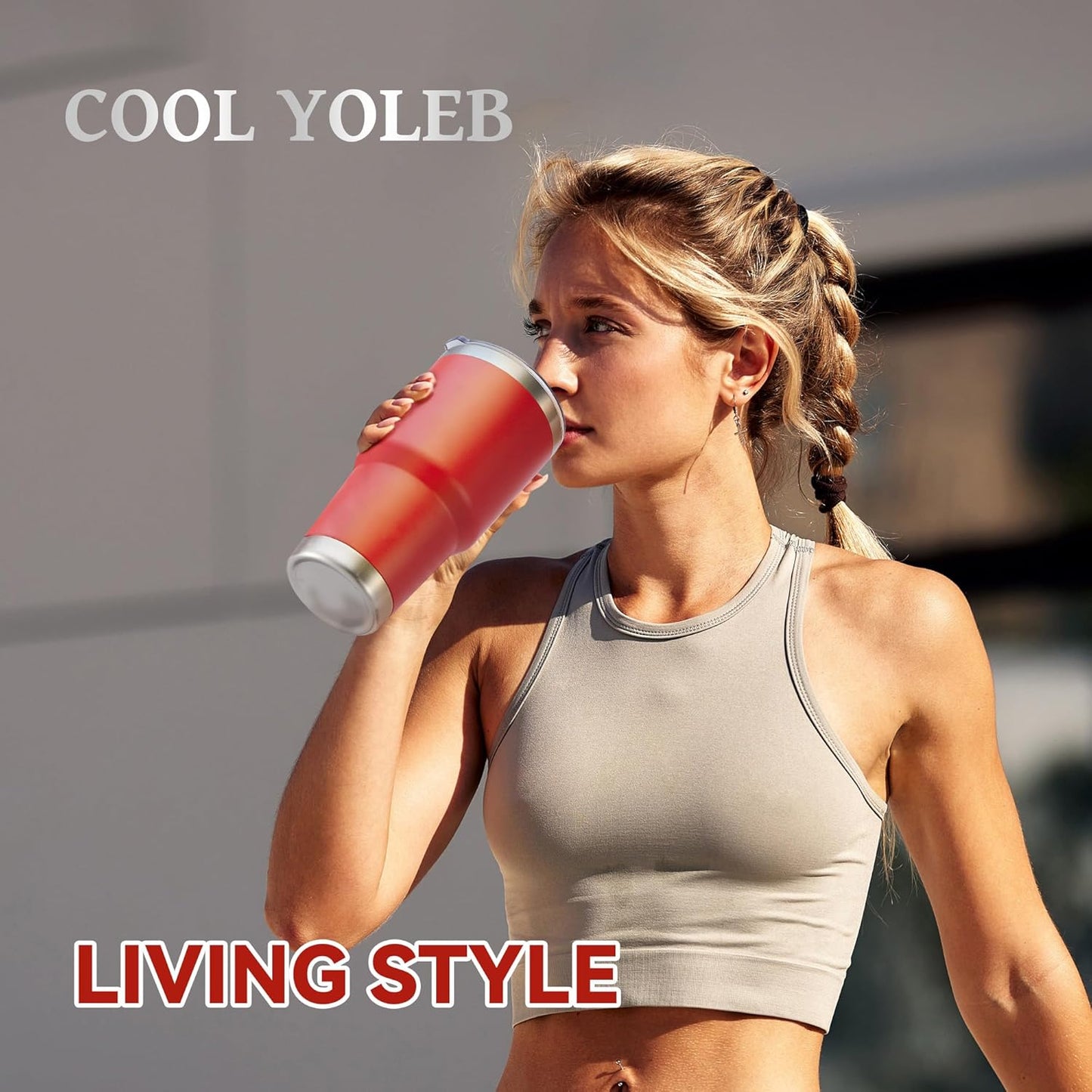 30 oz Tumbler with Lid Stainless Steel Tumblers Vacuum Insulated Cup Reusable Powder Coated Travel Mug Double Wall Leak Proof Portable Cups Keep Cold Drinks for 12 Hours, Stainless, 1 Pack