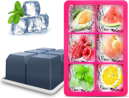 Excnorm Silicone Ice Cube Trays 3 Pack - Large Size Silicone Ice Cube Molds with Leak Proof Removable Lid Square Ice Cube Tray And BPA Free for Cocktail,Whiskey, Stackable Flexible Ice