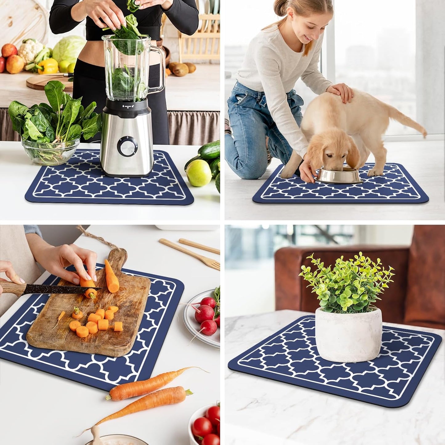 WISELIFE Dish Drying Mat Super Absorbent Drying Mat Large Dish Drying Mats for Kitchen Counter Easy Clean Dish Mat Kitchen Drying Mat15"x 18" Stylish Grey