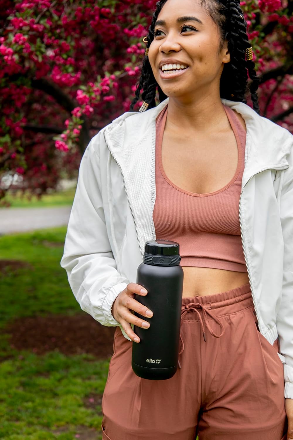 Ello Cooper 22oz Stainless Steel Water Bottle with Straw and Carry Handle, Double Walled and Vacuum Insulated Metal, Leak Proof Locking Lid with Soft Silicone Spout, Reusable, BPA Free, Lilac