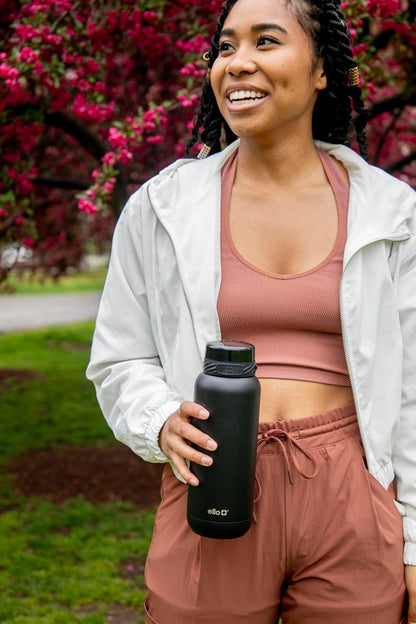 Ello Cooper 22oz Stainless Steel Water Bottle with Straw and Carry Handle, Double Walled and Vacuum Insulated Metal, Leak Proof Locking Lid with Soft Silicone Spout, Reusable, BPA Free, Lilac