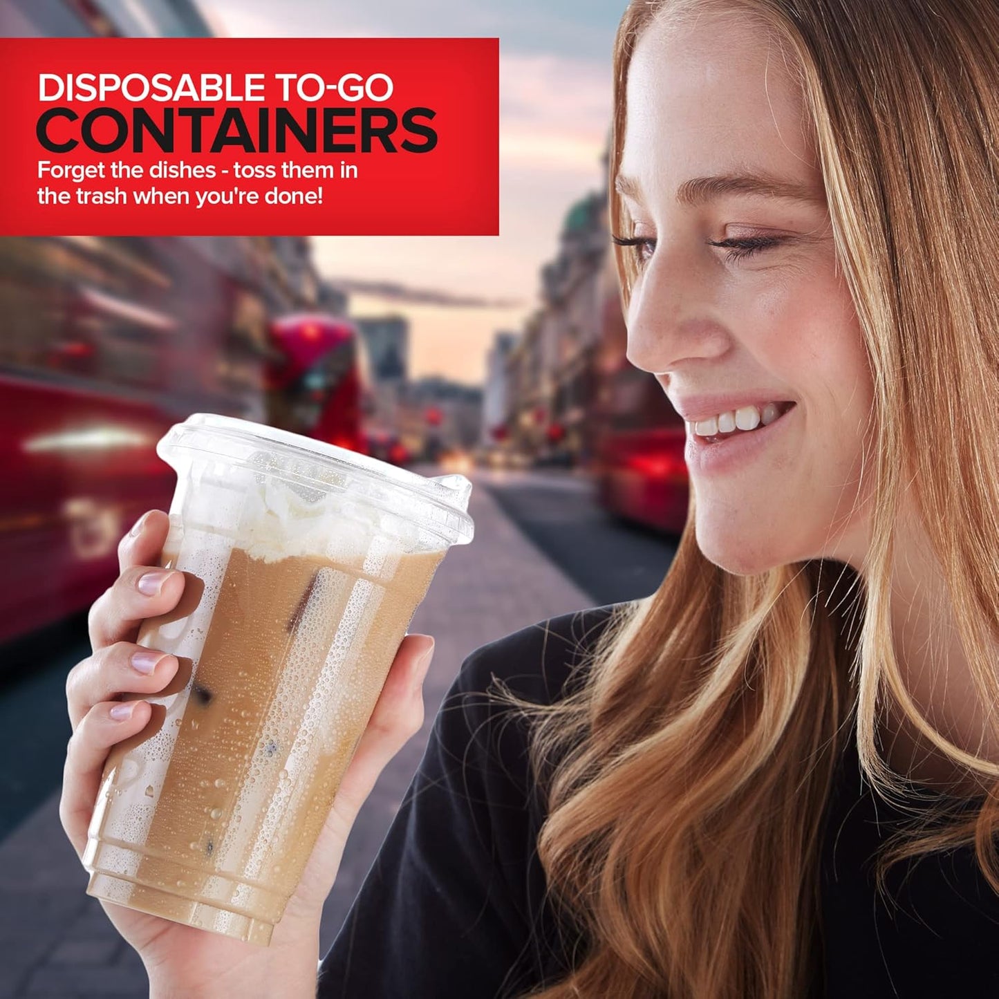 16 oz Clear Plastic Cups with Lids Disposable, Togo Drinking Cup with Strawless Sip Lid for Smoothie, Cold Brew Iced Coffee, Lemonade, Ice Latte, Boba, Party Drinks, Bulk, 16 Ounce (Set of 50)