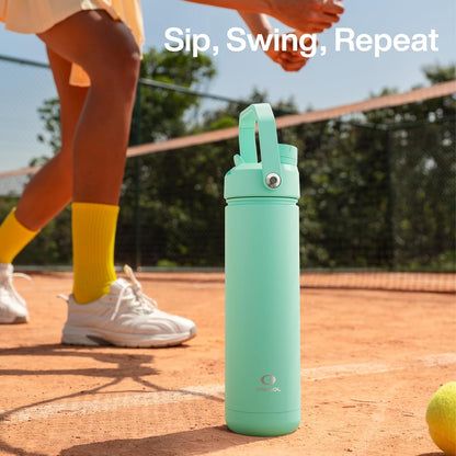 ENCOOL Insulated Water Bottle with Straw Stainless Steel Water Bottle, Leak-Proof, BPA-Free, Double Wall Vacuum Keeps Cold for 24 Hours for Sports, Travel, School (26 oz, Cotton Candy) - Colors A