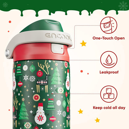 ENCOOL Leakproof Insulated Water Bottle with Straw Dual-Sip Water Bottle Bag-Safe Design for Work, Commute & Gym – Keeps Drinks Cold All Day, 24 oz, Lemonade Pink - Colors B