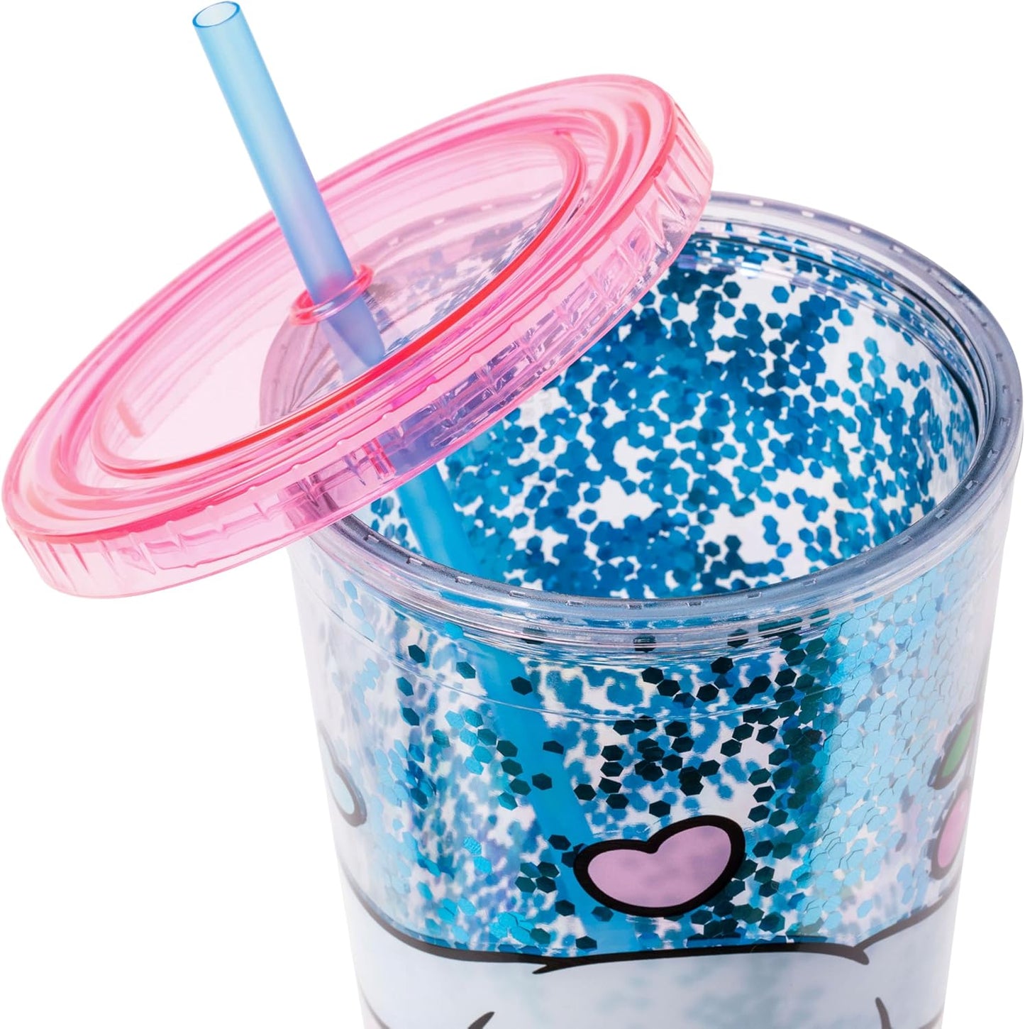 Silver Buffalo Sanrio Hello Kitty Milk Carton Pattern Plastic Boba Tumbler w Lid and Wide Straw, 24 Ounces