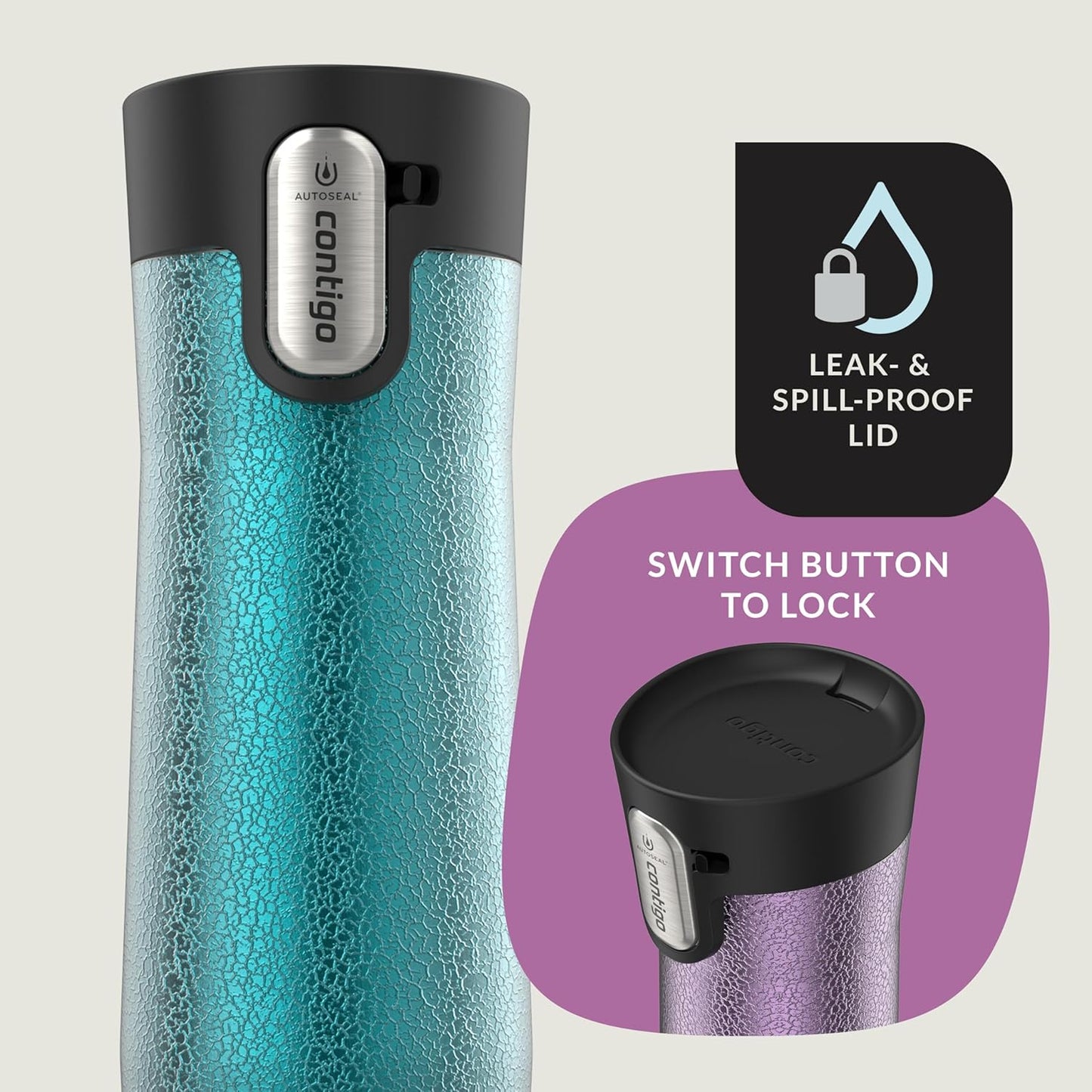 Contigo AUTOSEAL West Loop Vacuum-Insulated Stainless Steel Travel Mug with Easy-Clean Lid 12 oz Blueberry