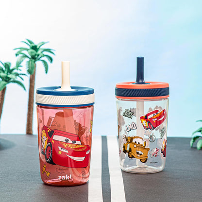 Zak Designs 15oz Bluey Kelso Tumbler Set, Leak-Proof Screw-On Lid with Straw Made of Durable Plastic and Silicone, Perfect Bundle for Kids, 2 Count (Pack of 1) - Colors A