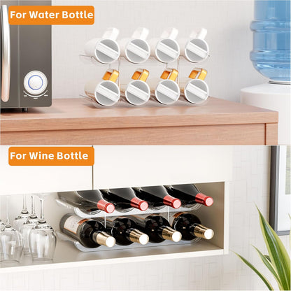 Yieach 2 Tier Water Bottle Holder for Cabinet,Acrylic Wine Rack and Stackable Water Bottle Organizer for Pantry - Waterbottle Organizer for 40 oz Stanley Cup Holder and Other Tumbler Organizers