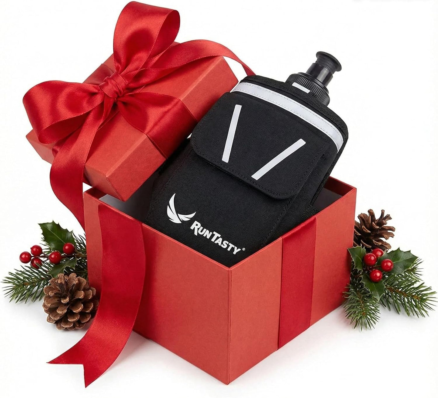 2-in-1 Running Fun: Handheld 12 Oz Water Bottle & Running Belt Add-On. No-Grip Design Straps on Hand & Slides on Belt. Waterproof Pocket for Money, Keys. Maximize Time, Freedom & Health