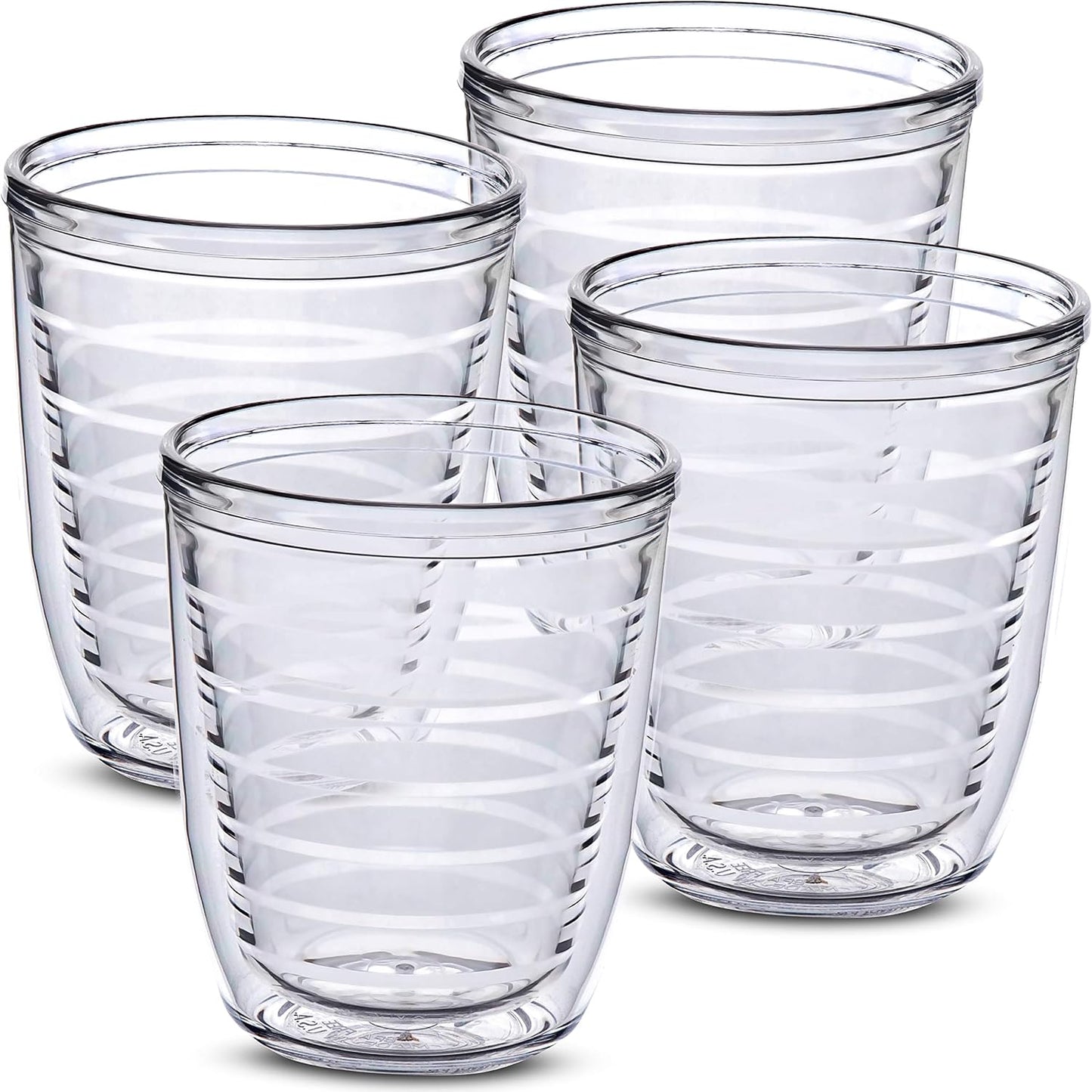 Homestead Choice 16oz Insulated Tumblers Plastic Keeps Drinks Cold & Hot, 4pack Double Walled Clear Insulated Drinking Glasses Cup, BPA-Free, Reusable, Camping, Travel, Kitchen, Party