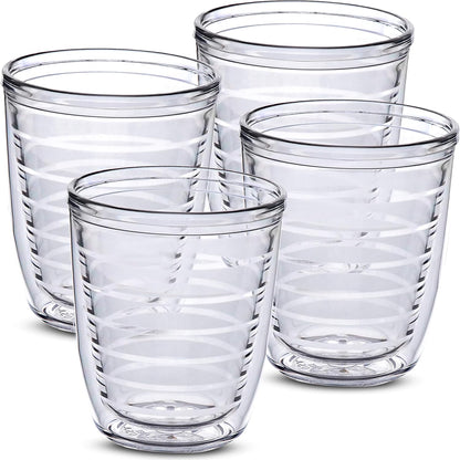 Homestead Choice 16oz Insulated Tumblers Plastic Keeps Drinks Cold & Hot, 4pack Double Walled Clear Insulated Drinking Glasses Cup, BPA-Free, Reusable, Camping, Travel, Kitchen, Party