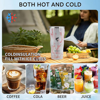 20Oz Insulated Tumbler With Straw And Lid, Stainless Steel Coffee Cup, Double Wall Vacuum Travel Mug,Spill proof Iced Coffee Tumbler, Beach tumbler, Green Red Tumbler