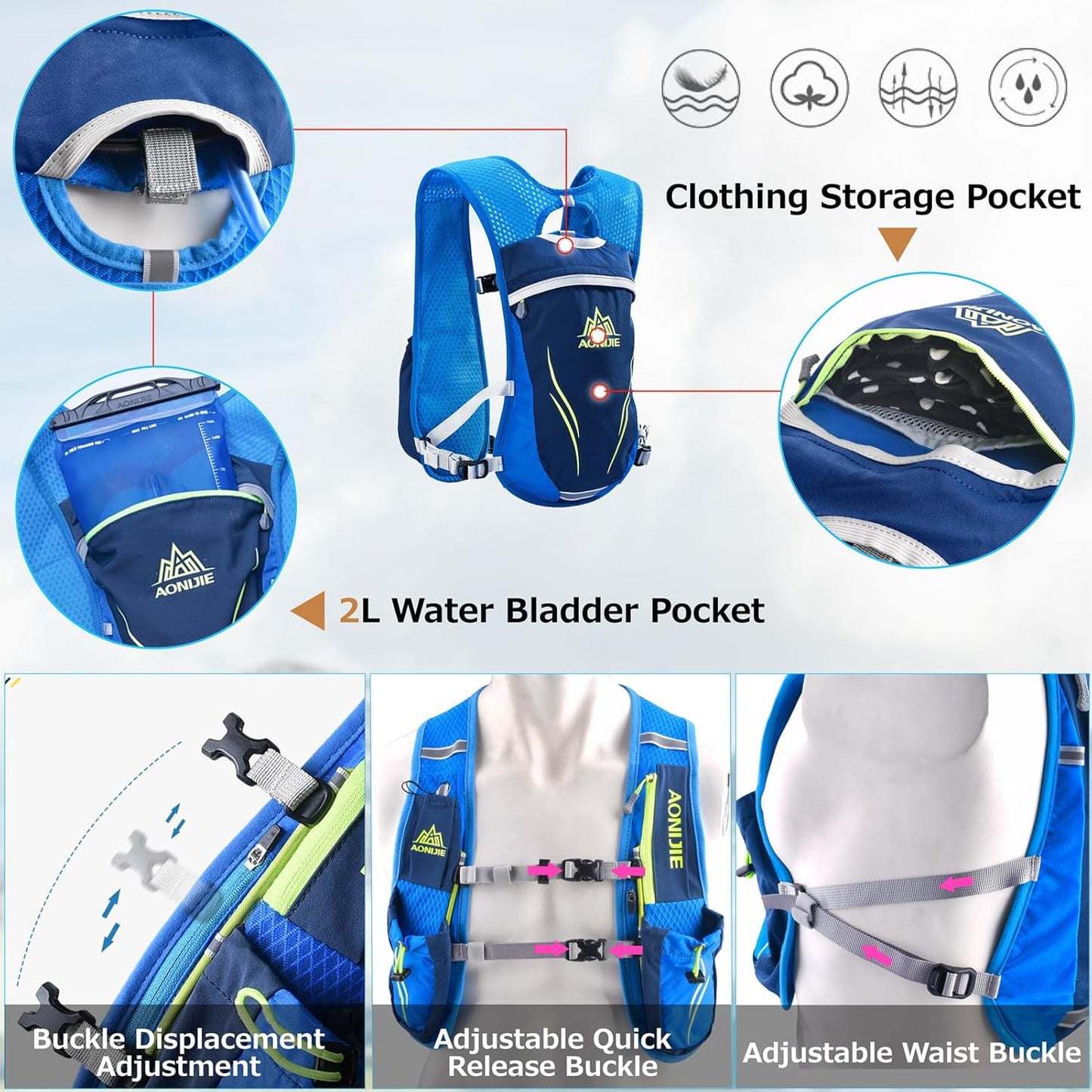 Azarxis Running Water Bottles Flask BPA Free Leakproof Hydration Vest Packs Waist Belt Replacement for Triathlon Marathon Hiking Cycling Climbing Runner