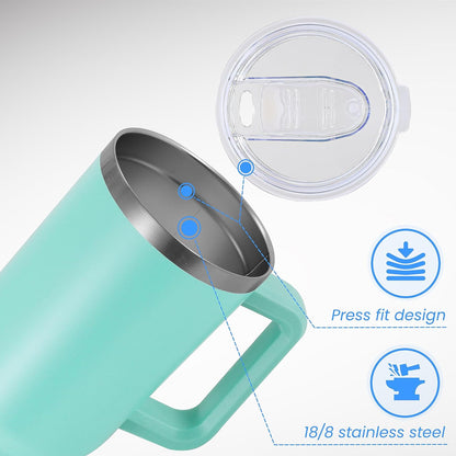 DOMICARE 40 oz Tumbler with Handle and Straw, Stainless Steel Tumbler with Lid and Straw, Reusable Vacuum Insulated Cup, Travel Coffee Mug, Blue, 1Pack