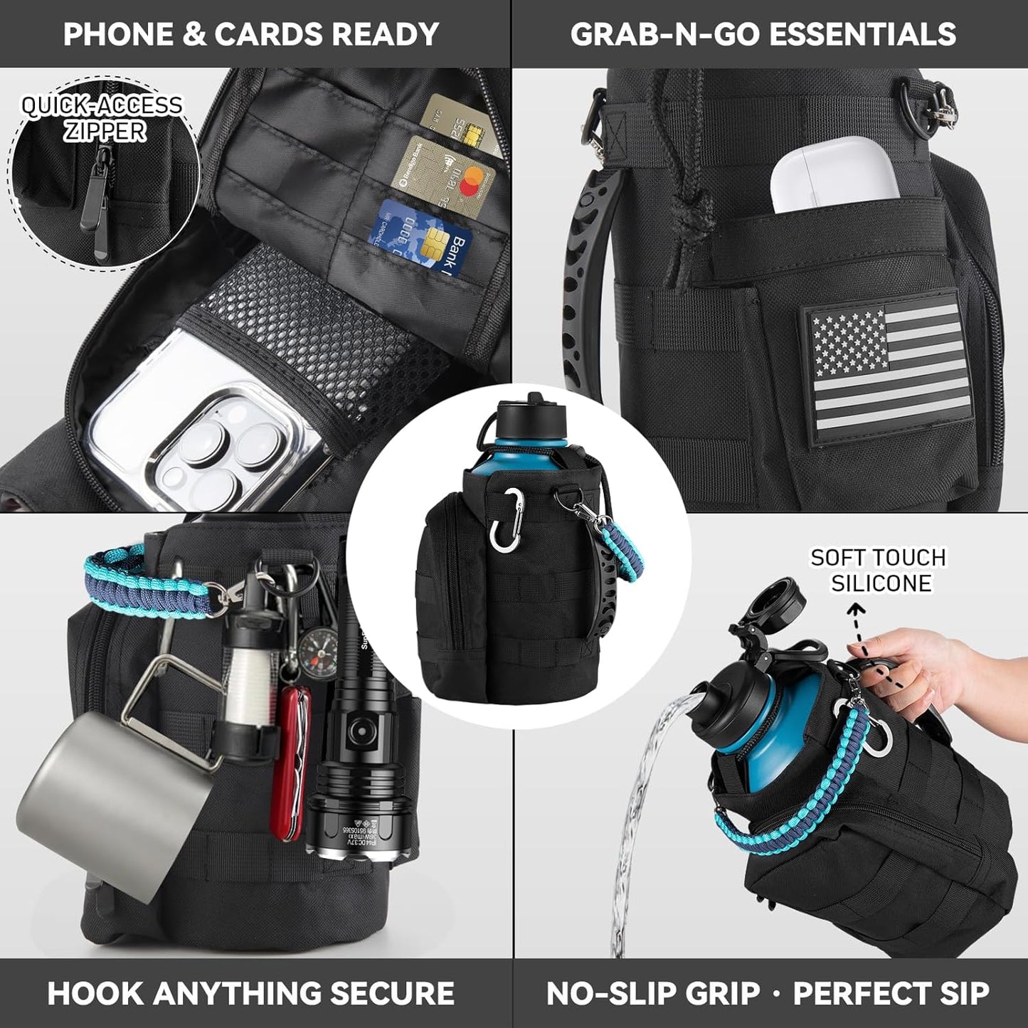 KXIAOCHEN Insulated Water Bottle With Strap, Cold For 48 Hrs Leak Proof, Triple Wall Stainless Steel Sports Water Bottle With Straw And Spout Lid For Gym Hiking Travel